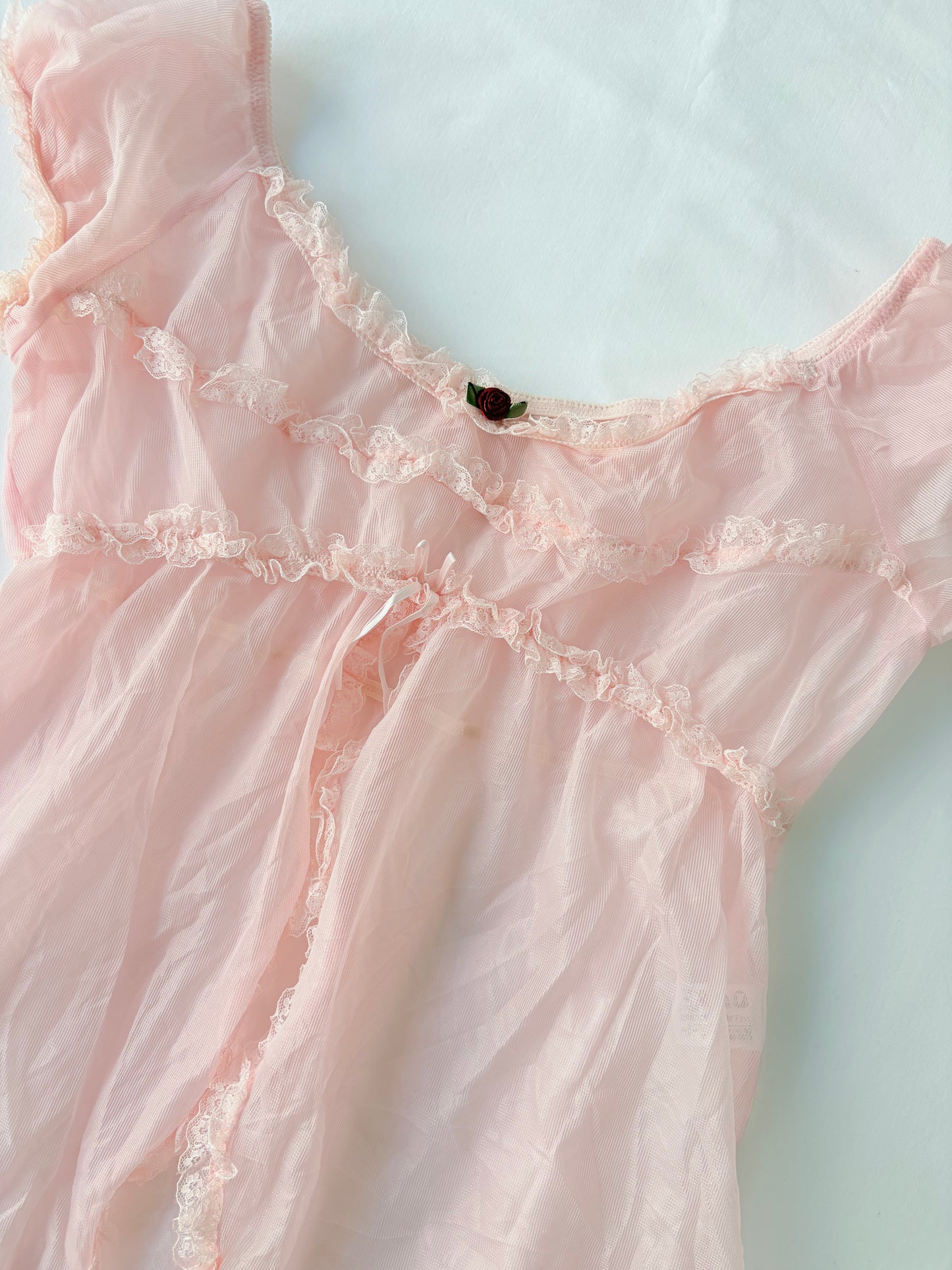 90’s Pink rosette babydoll top | Size 10