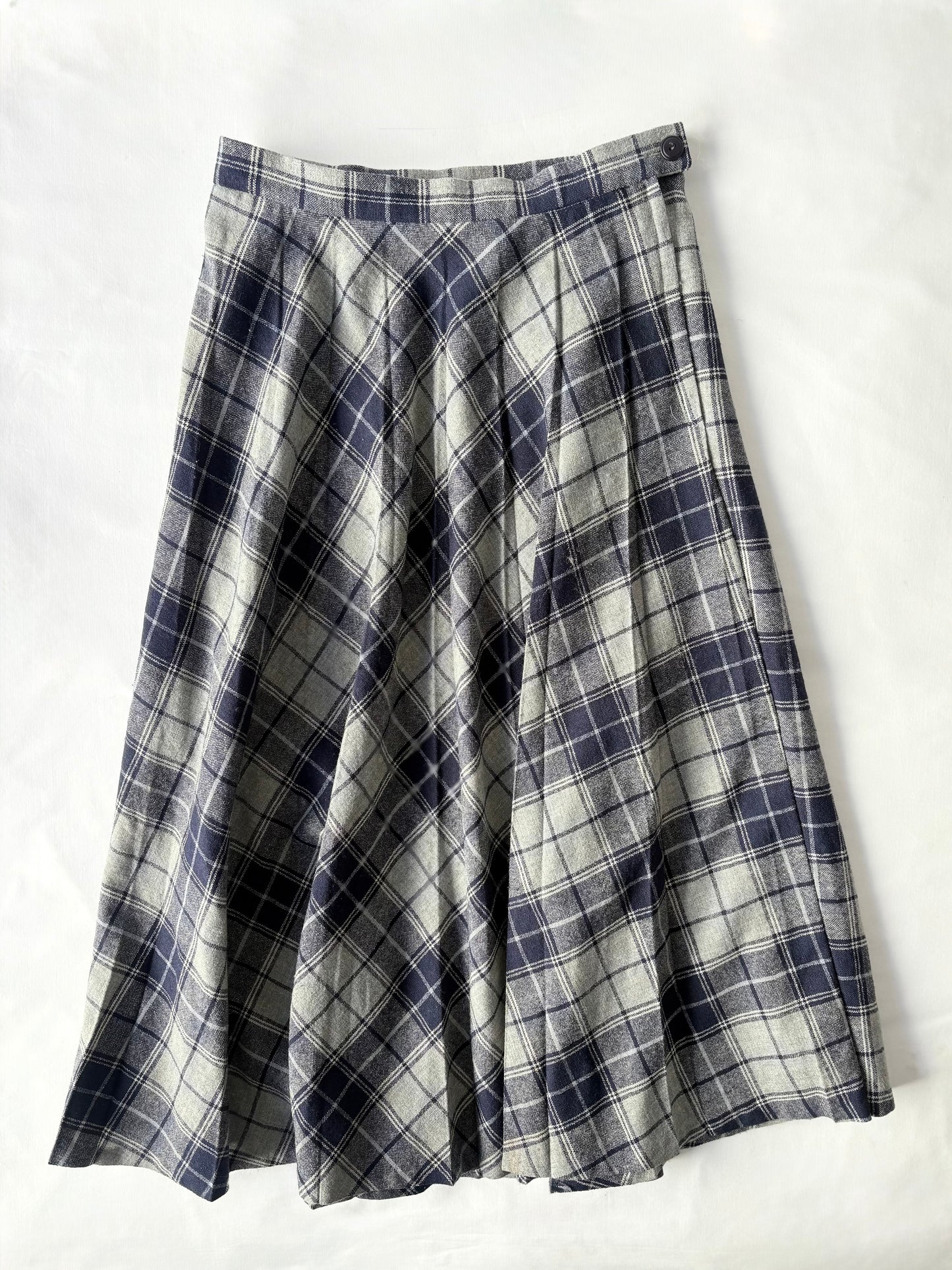00’s Tartan wool midi skirt | Size 8