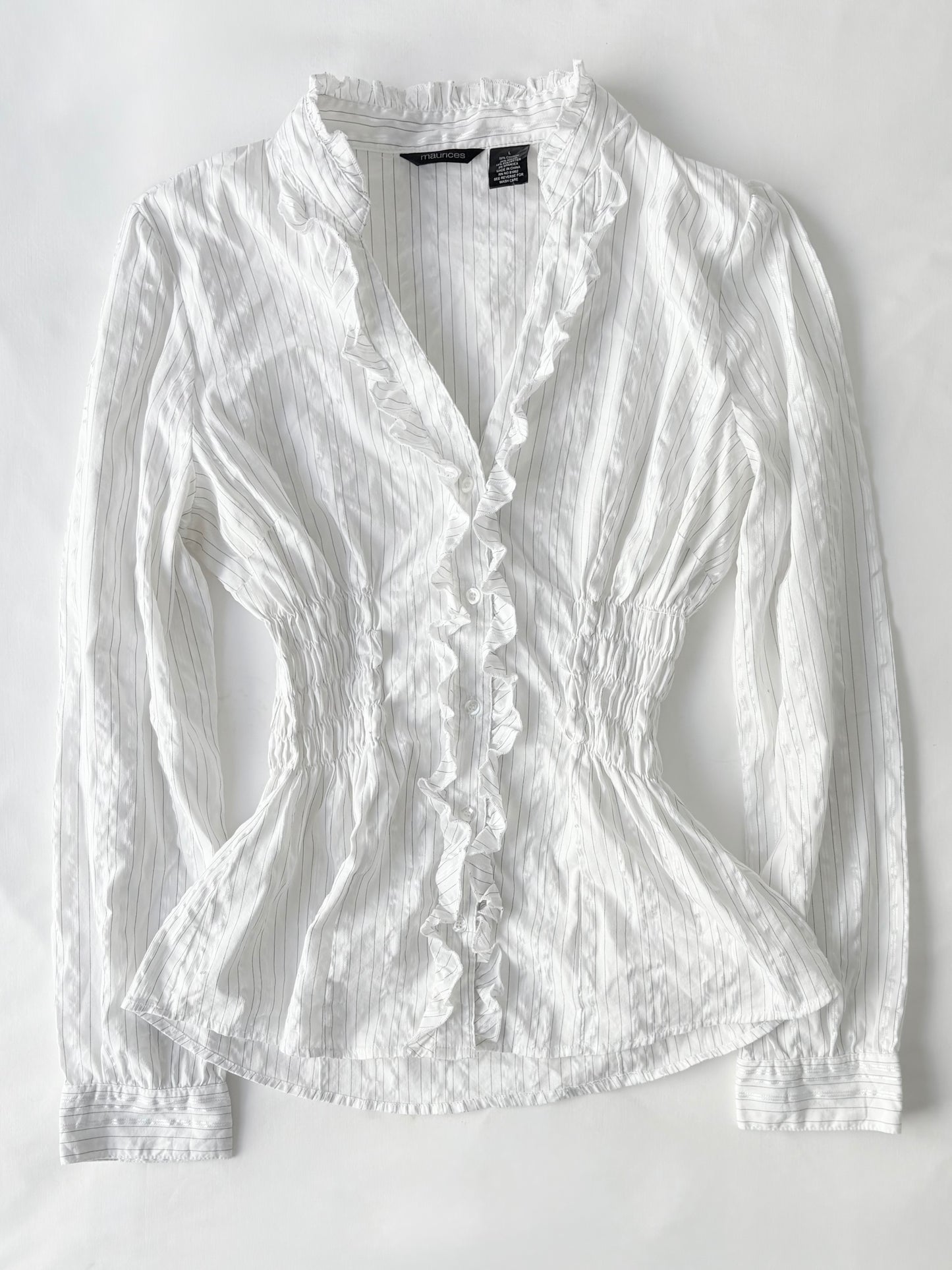 00’s Maurice’s ruffle cinched shirt | Size 10