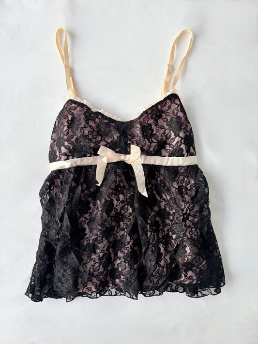 00’s Lace babydoll pink cami | Size  10