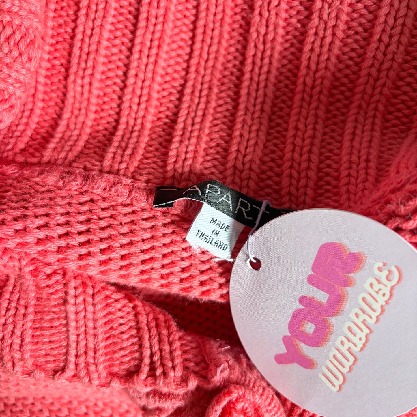 00’s Coral lettuce hem cardigan | Size large