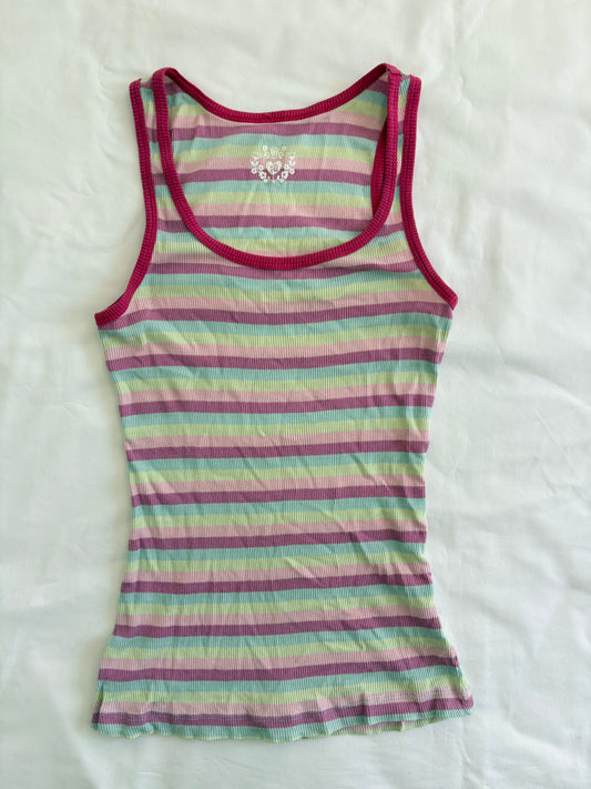 00’s Rainbow ribbed tank | Size 8-10