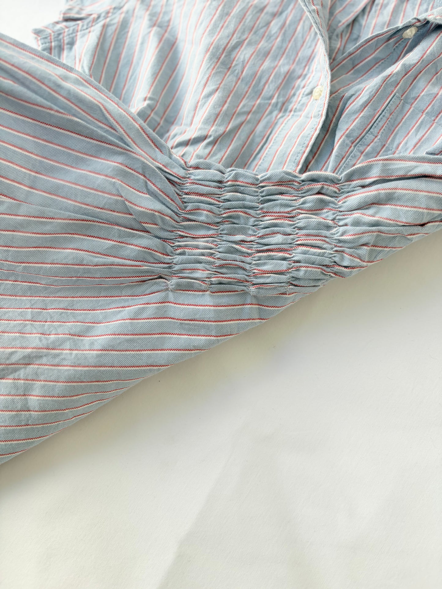 00’s Striped blue cinched shirt | Size 10