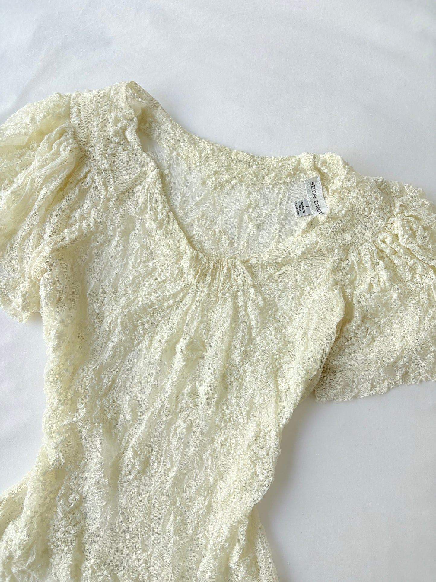 00’s Anne Mardell cream lace top | Size 8-12