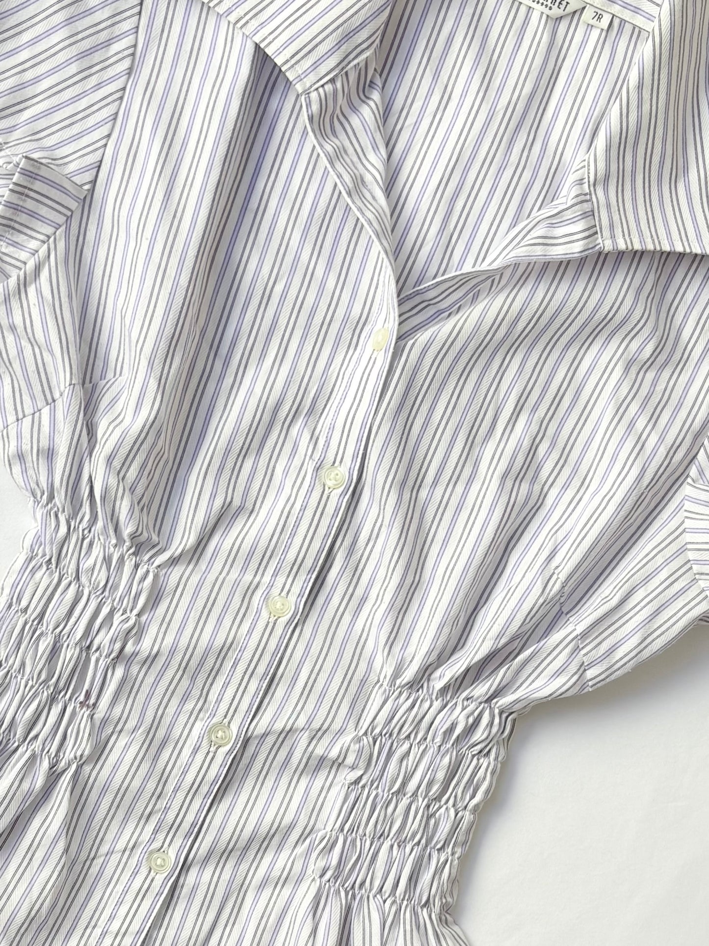 00’s Purple pinstripe cinched shirt | Size 8