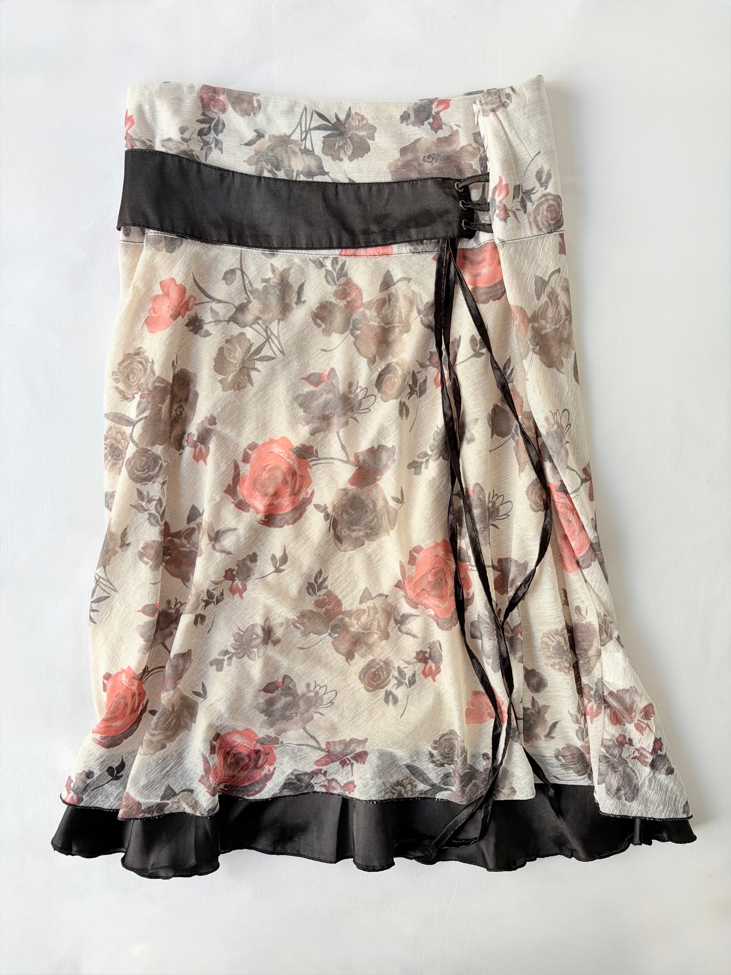 00’s Rose lace up midi skirt | Size 10
