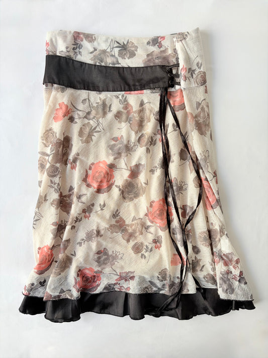 00’s Rose lace up midi skirt | Size 10