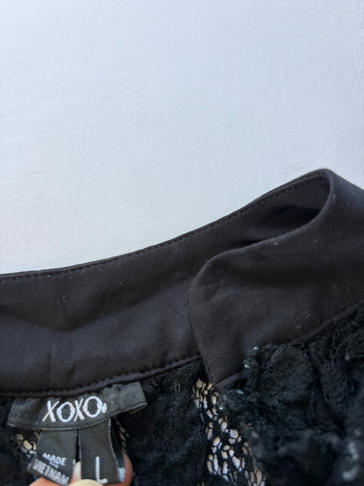 00’s Xoxo ruched black top | Size large