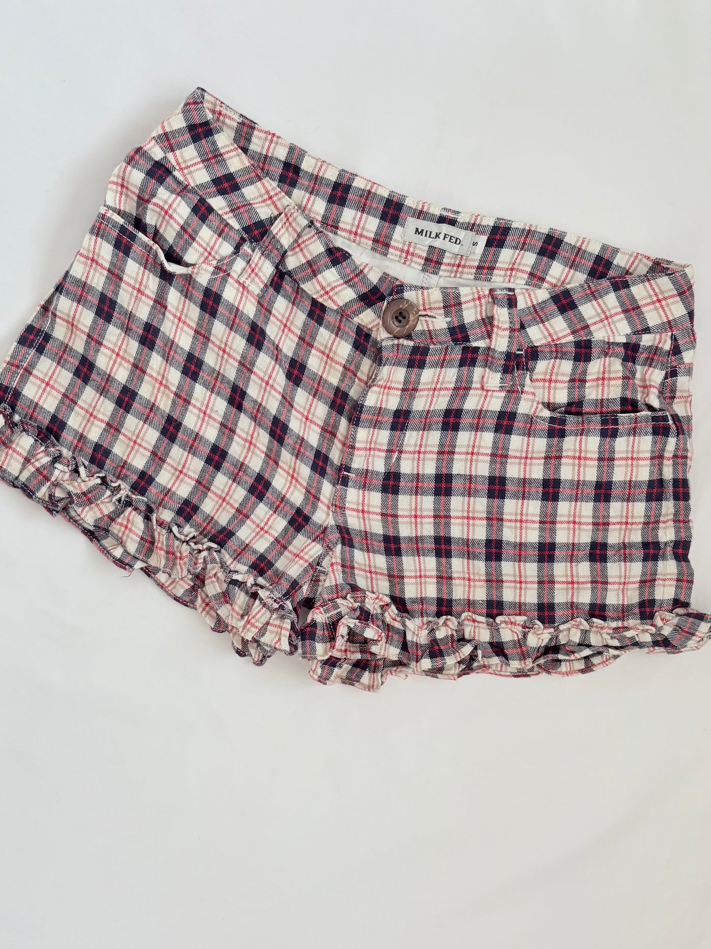 00’s Milk Fed plaid ruffle shorts | Size 8