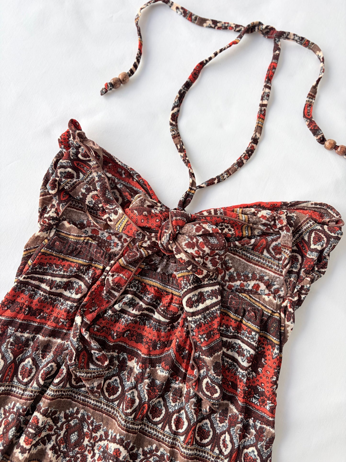 00’s Jeine boho halter mini dress | Size small