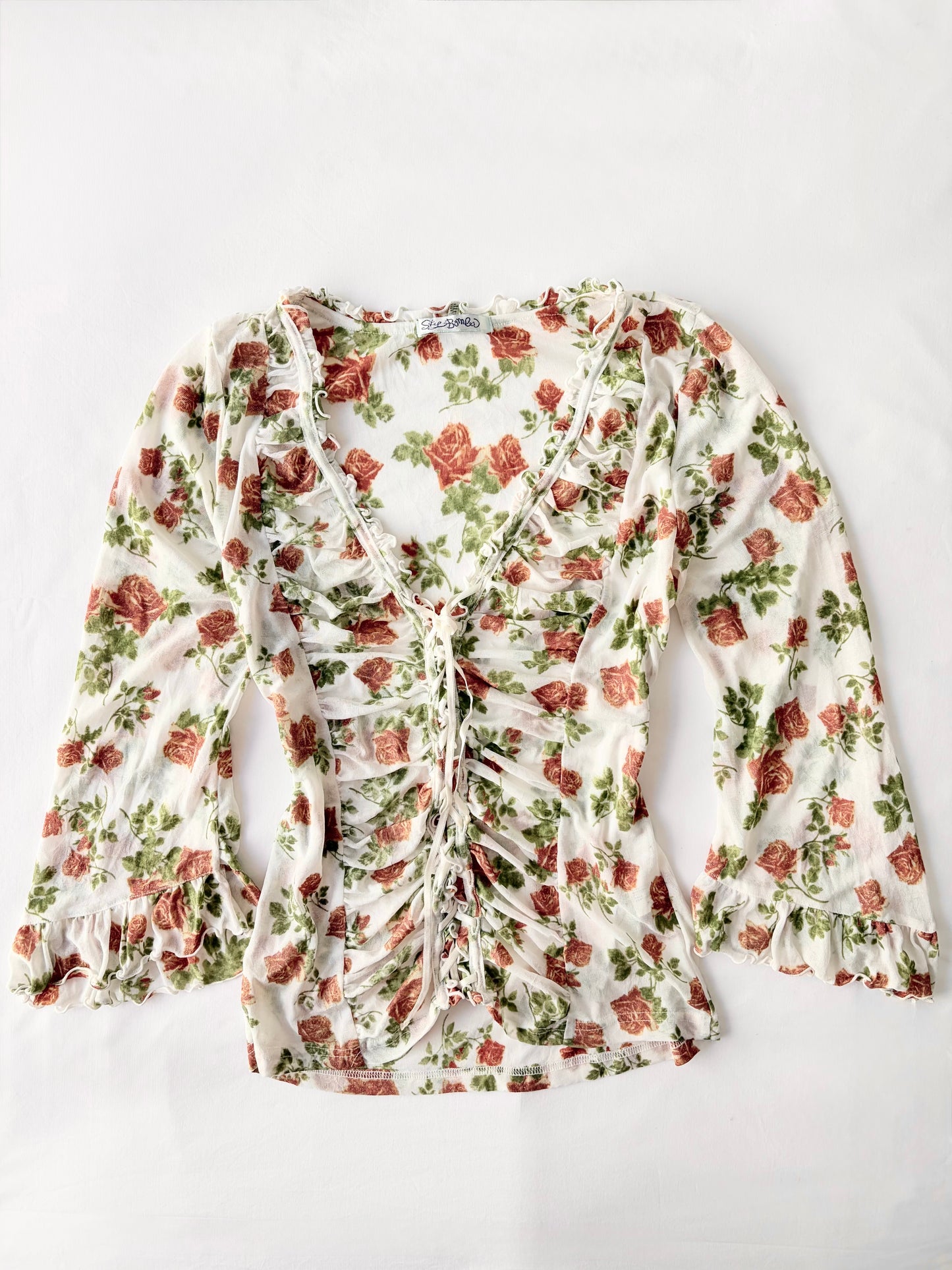 00’s Rose lace up long sleeve | Size 12