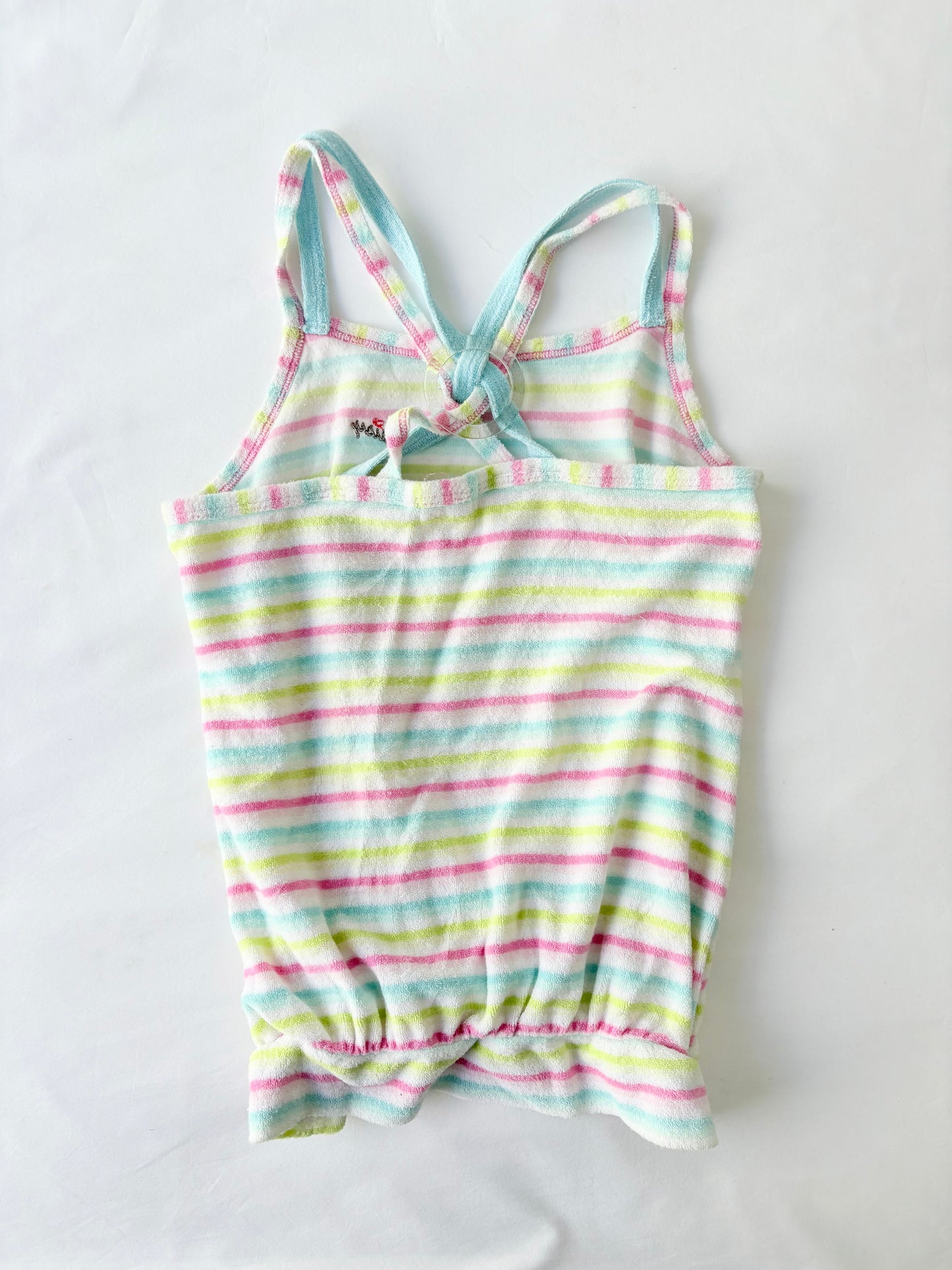 00’s Daisy towelling striped tank | Size 8-10