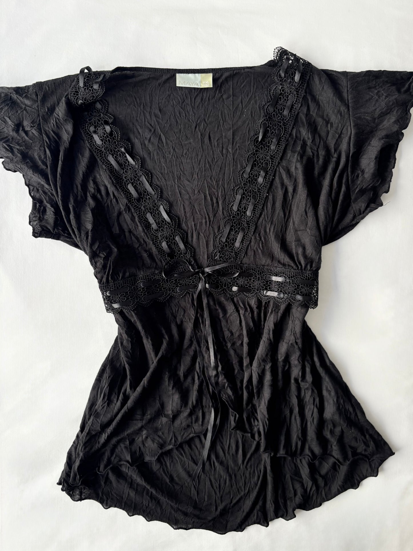 00’s Maya ribbon split front top | Size 18
