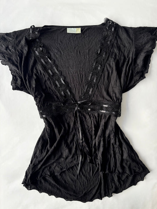 00’s Maya ribbon split front top | Size 18