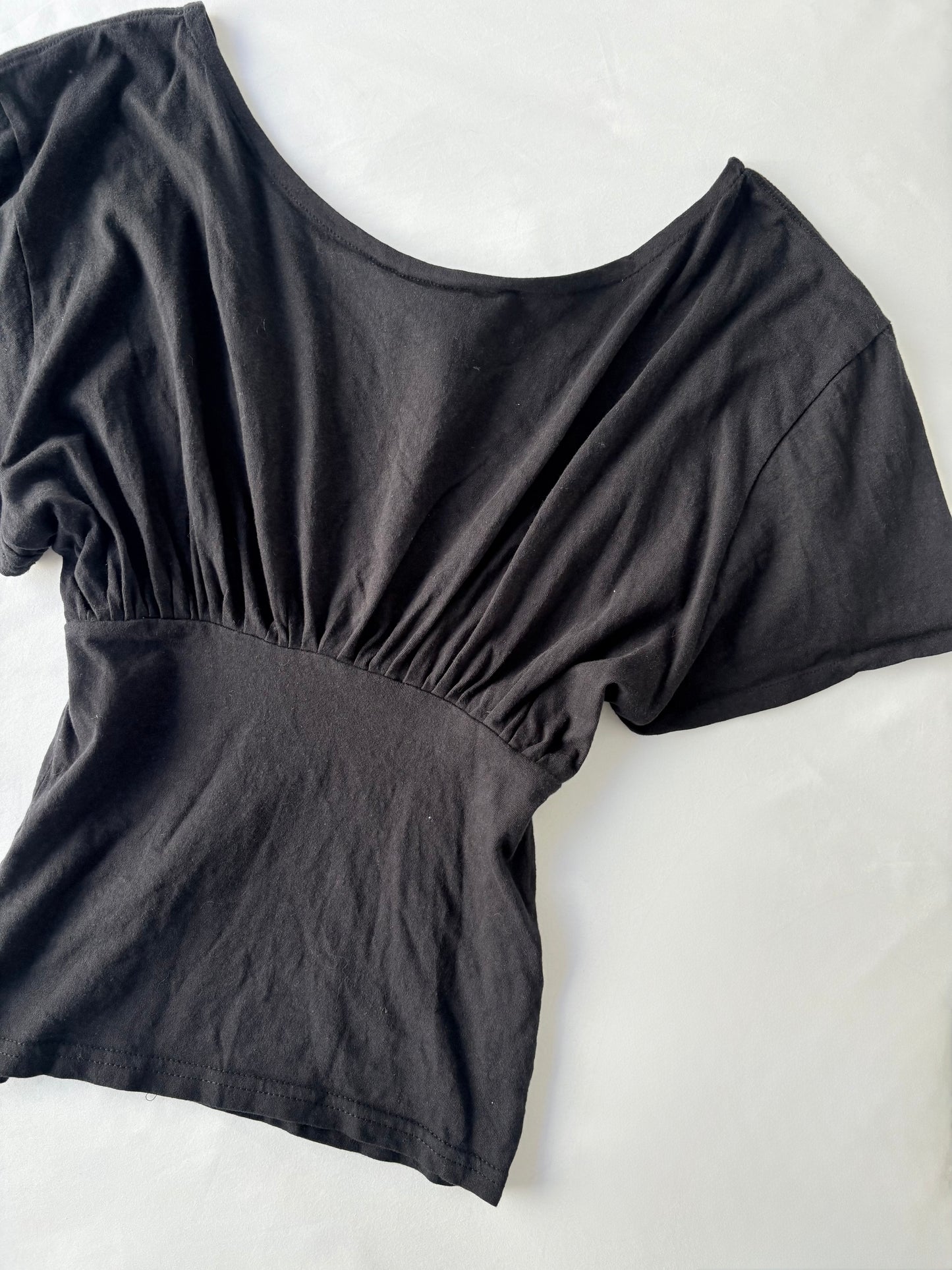 00’s Reworked black off the shoulder top | Size 6-8