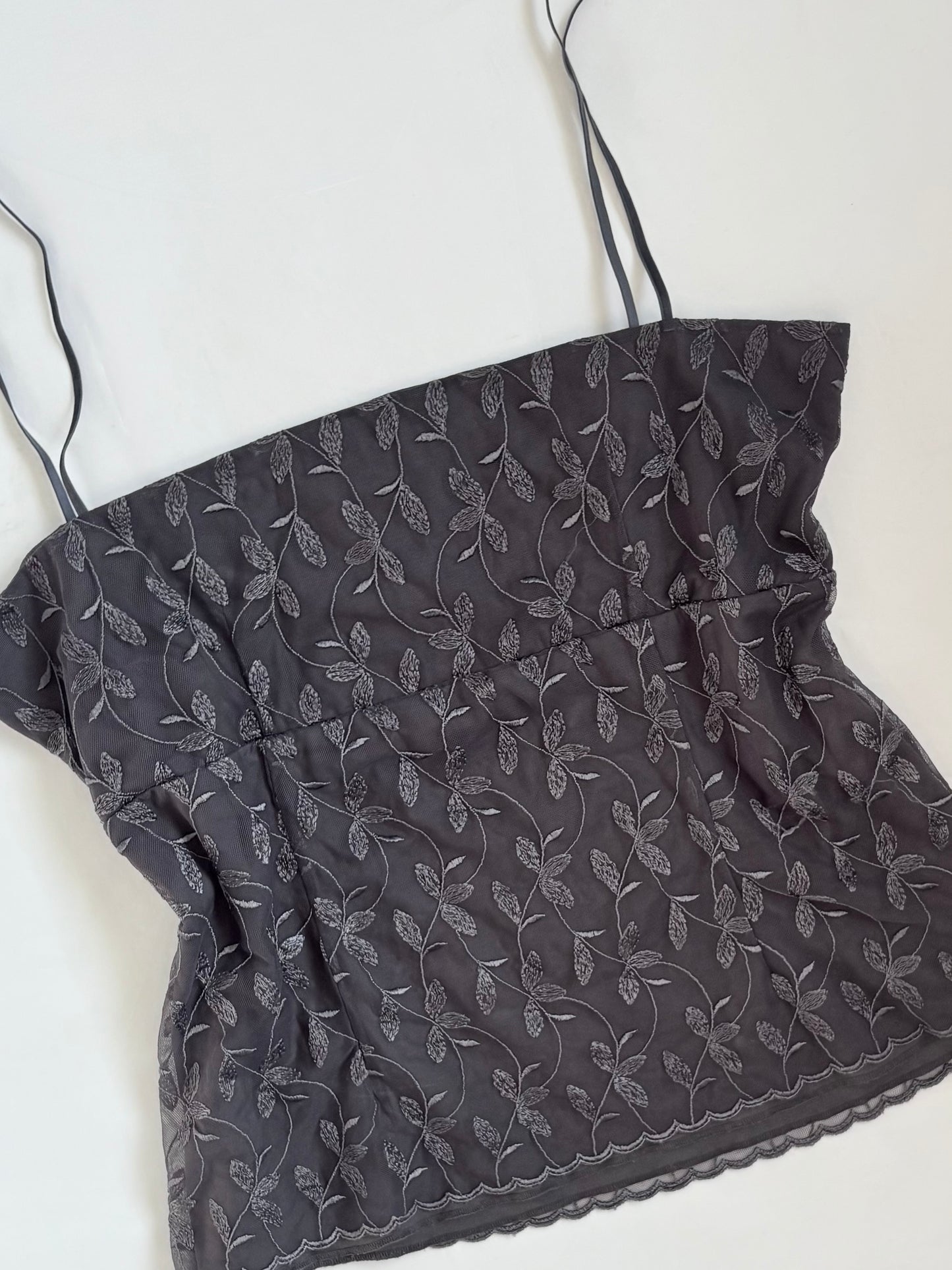 00’s Grace Hill embroidered grey top | Size 14
