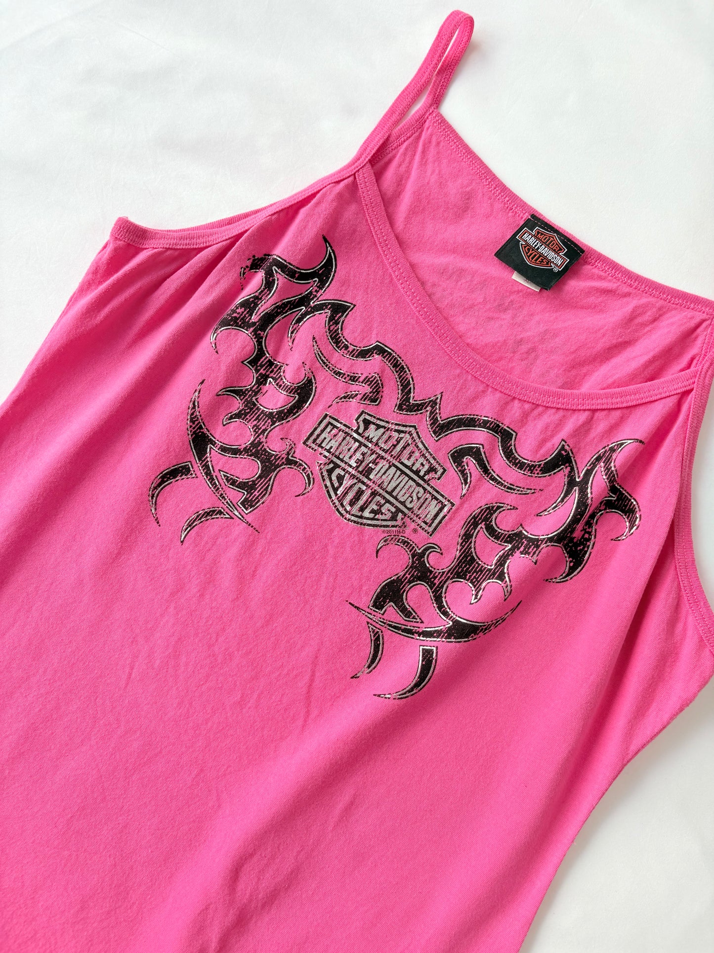 00’s Hot pink Harley Davidson tank | Size XL