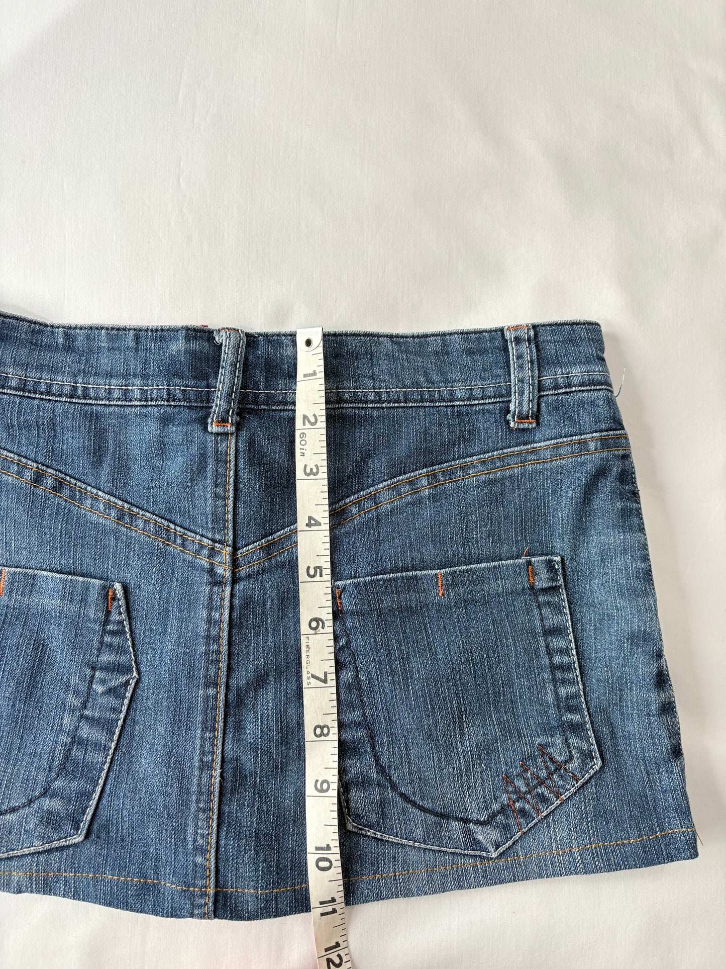 00’s Orange contrast stitch denim skirt | Size 8
