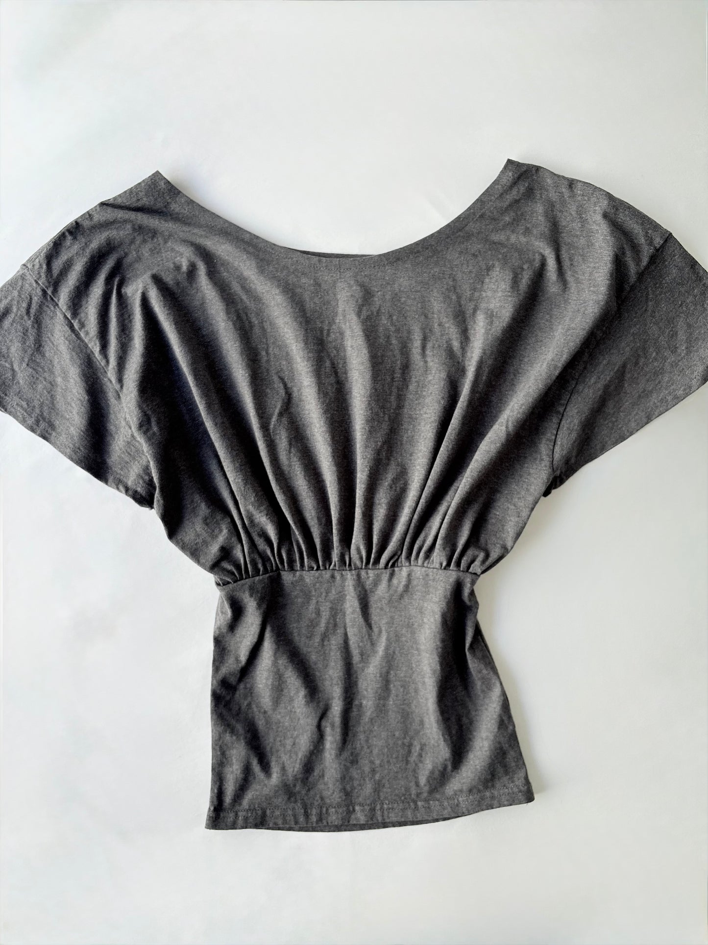 00’s Reworked grey off the shoulder top | Size 6-8