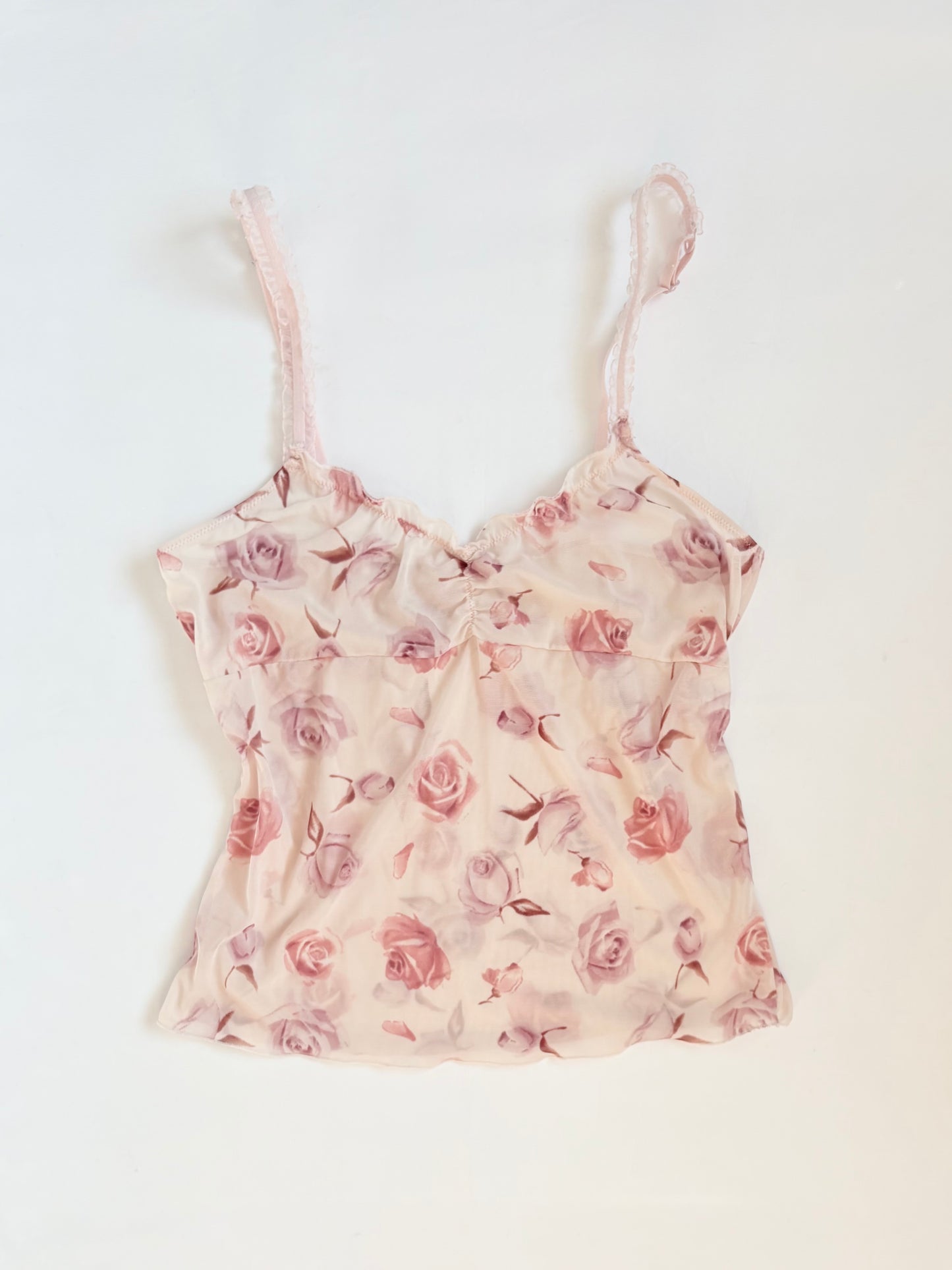00’s Pink rose sheer cami | Size small