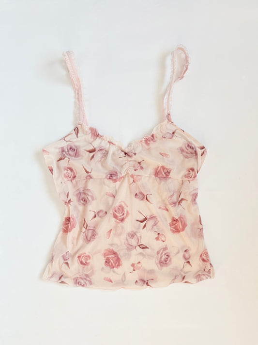 00’s Pink rose sheer cami | Size small