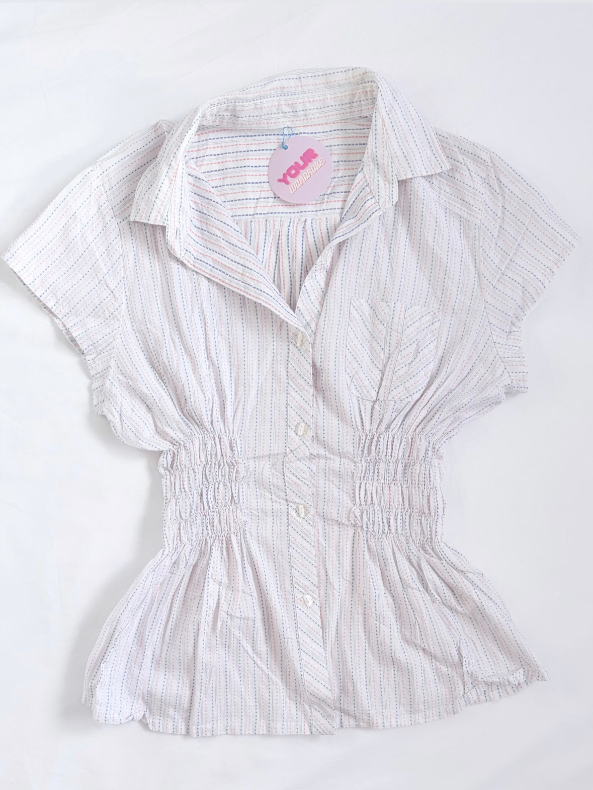 00’s Orange and blue cinched shirt | Size 12