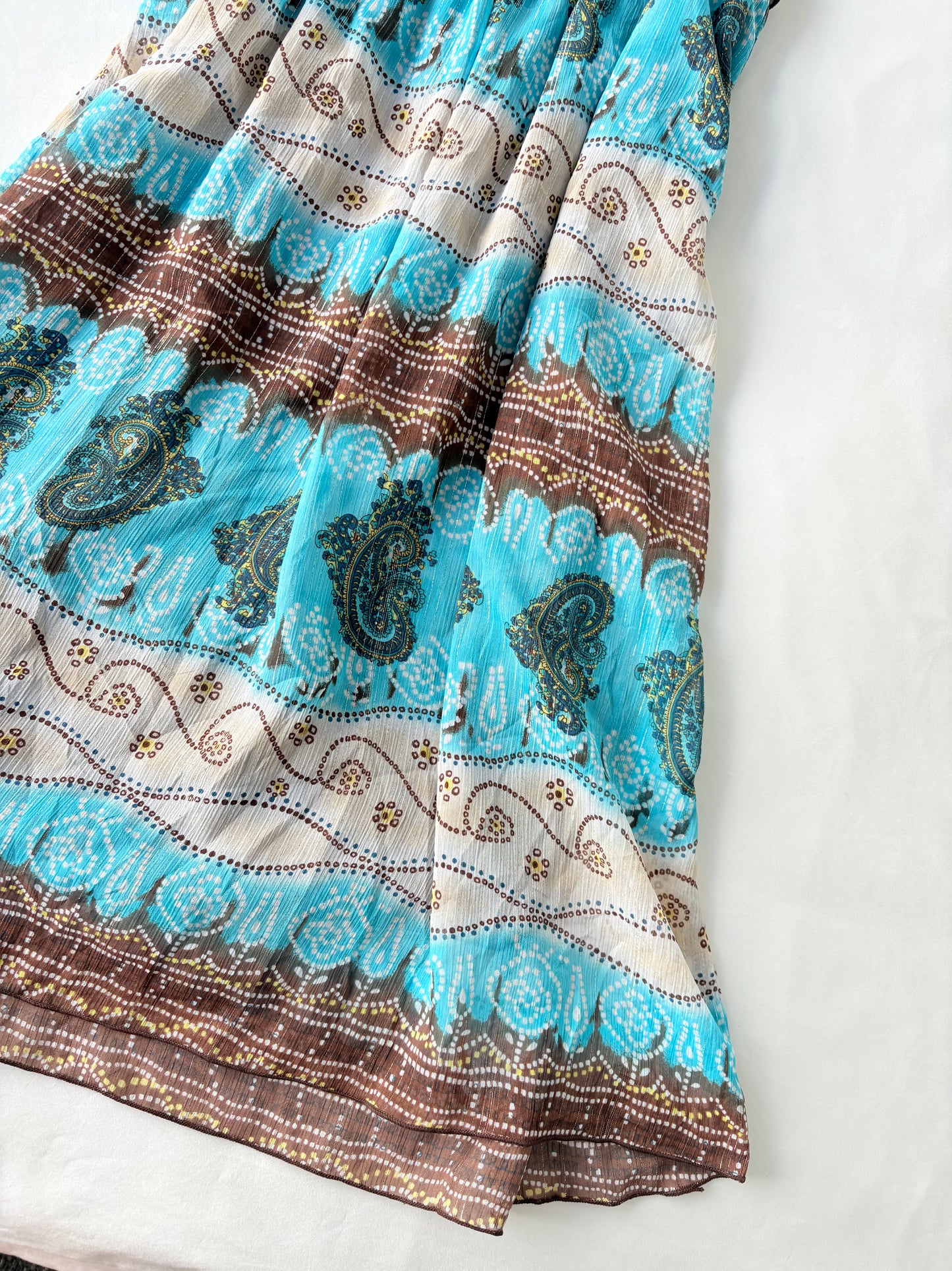 00’s Paisley shirred mini dress | Size 10