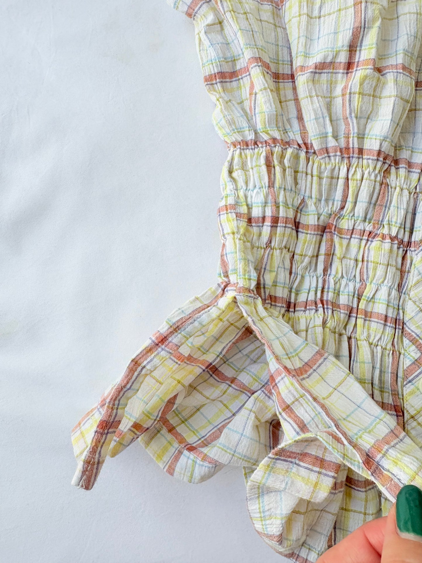 00’s Milkmaid plaid yellow top | Size 12-14