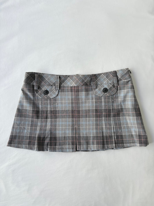 00’s Blue plaid mini skirt | Size 8