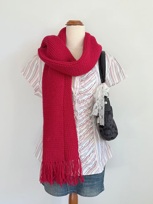 00’s Red knit tassel scarf