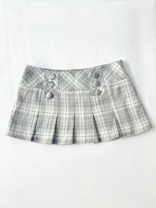 00’s Reworked pleated plaid mini skirt | Size 10