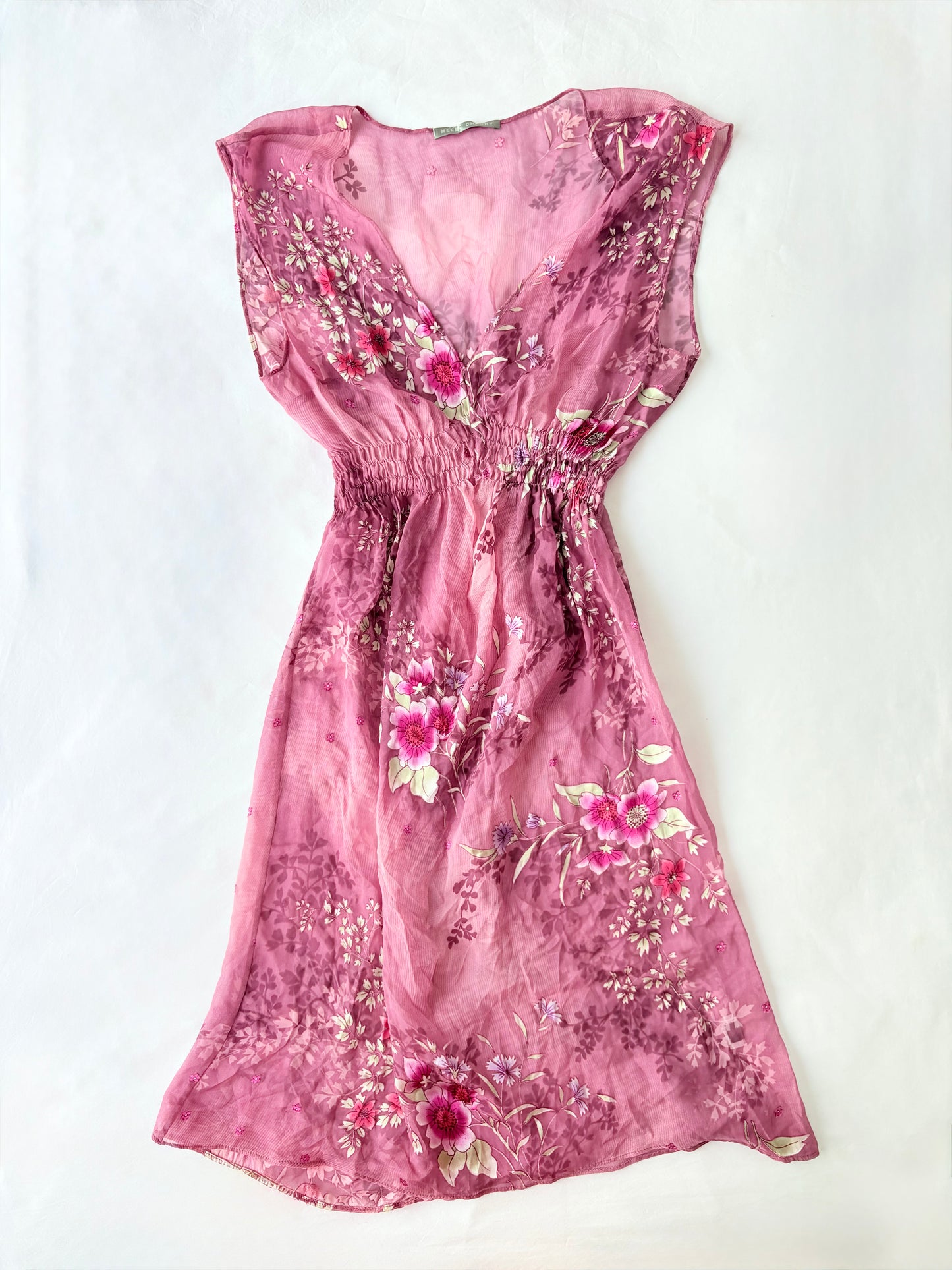 90’s Berry pink silk midi dress | Size medium