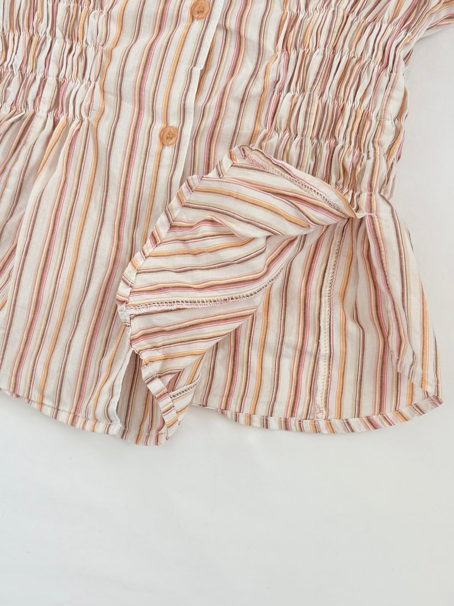 00’s Mocarle orange cinched striped shirt | Size 8