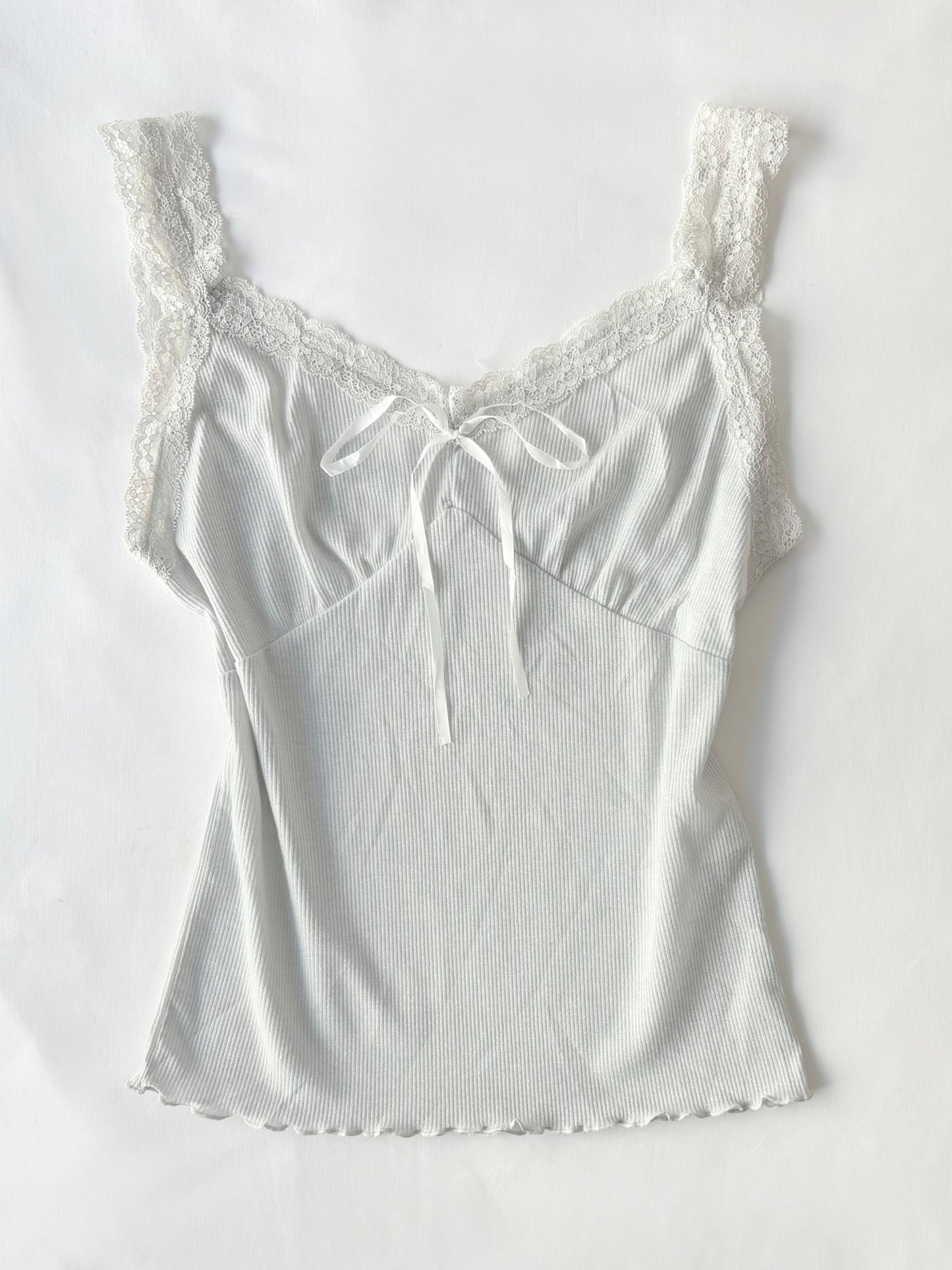 00’s Silver milkmaid lace tank  | Size medium