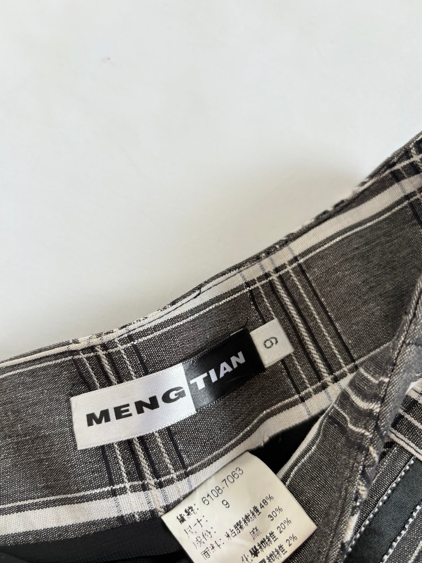 00’s Meng Tian grey plaid skirt | Size 6