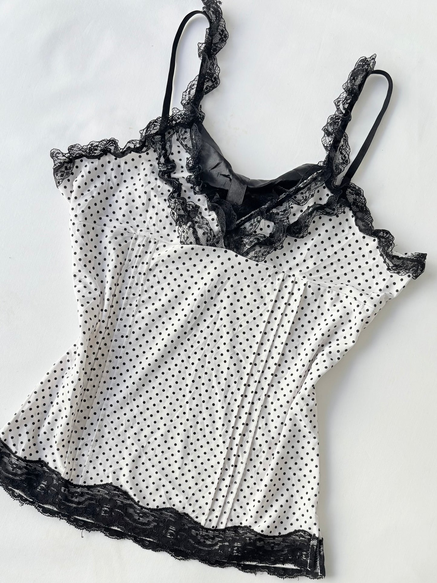 00’s Polka dot lace trim cami | Size 10