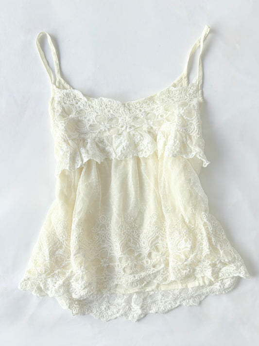 00’s Boho babydoll cream cami | Size medium