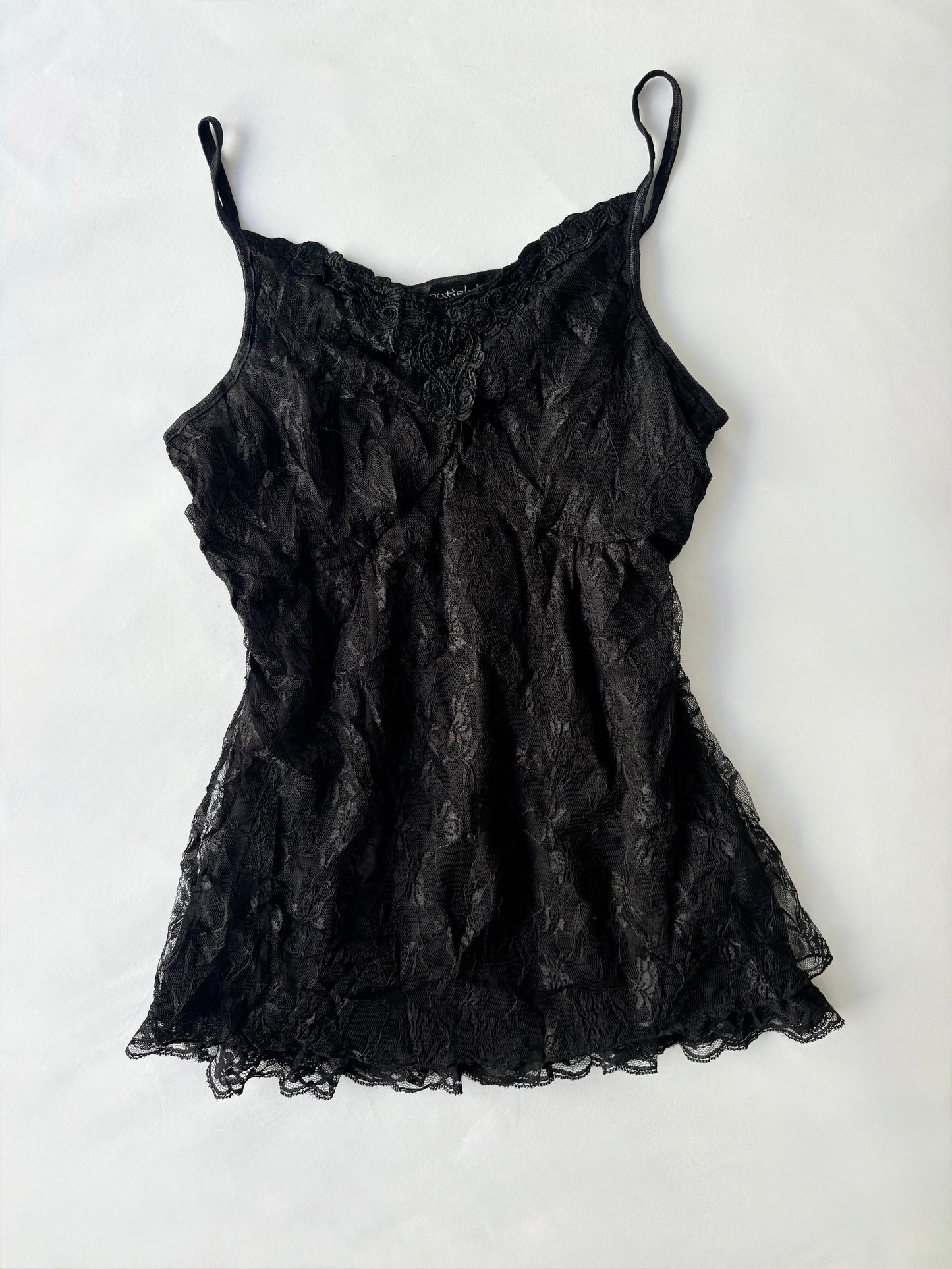 00’s Japanese black lace top | Size 8