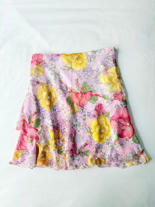 00’s Silk floral midi skirt | Size 10