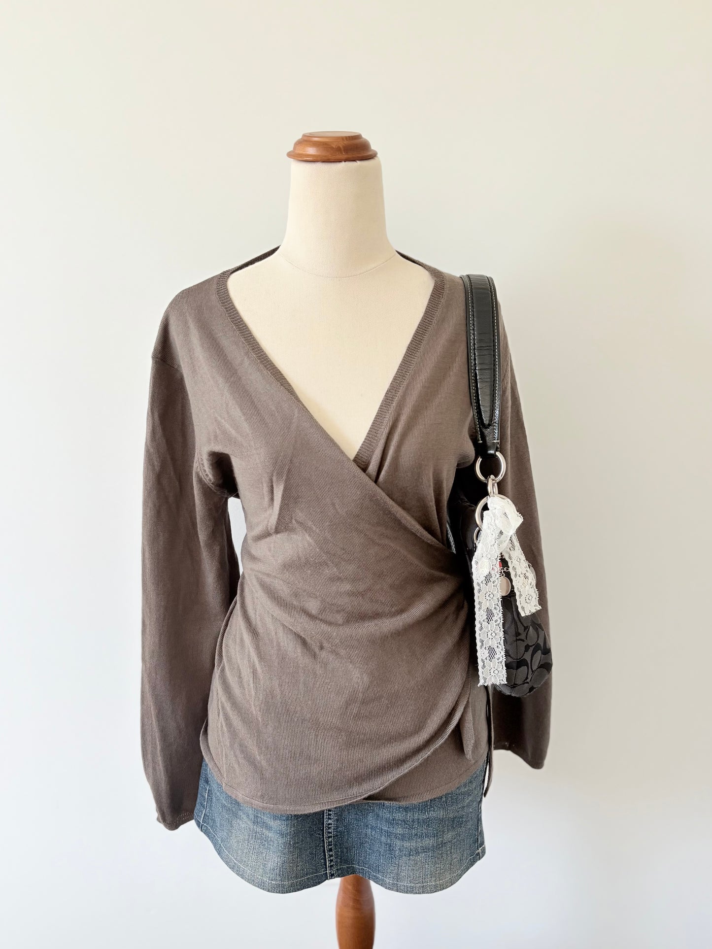 90’s Brown tie knit jumper | Size 12-14