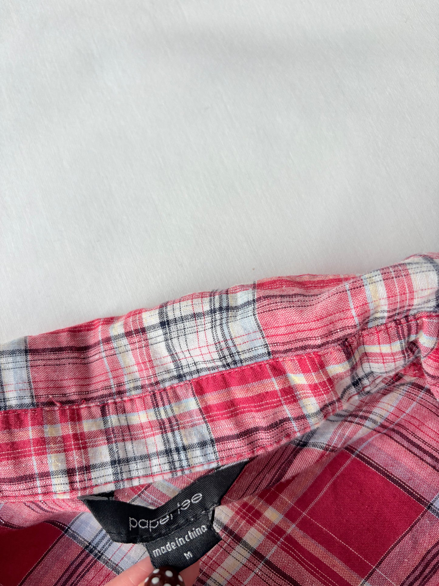 00’s Pink plaid cinched shirt | Size 8