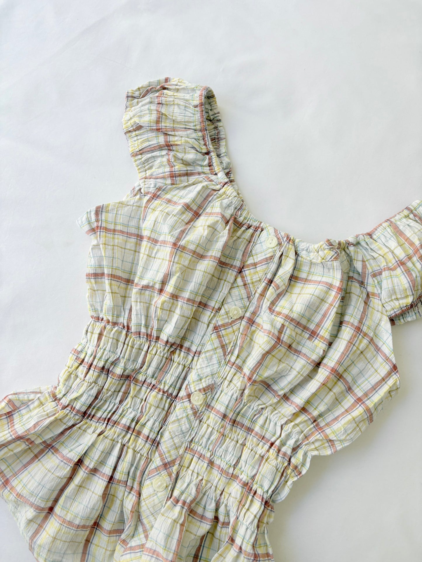 00’s Milkmaid plaid yellow top | Size 12-14