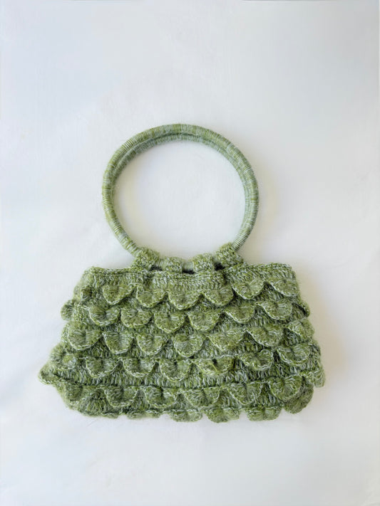 Scalloped green bag