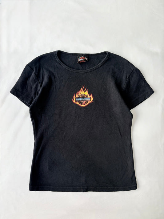 00’s Harley Davidson flame baby tee | Size medium