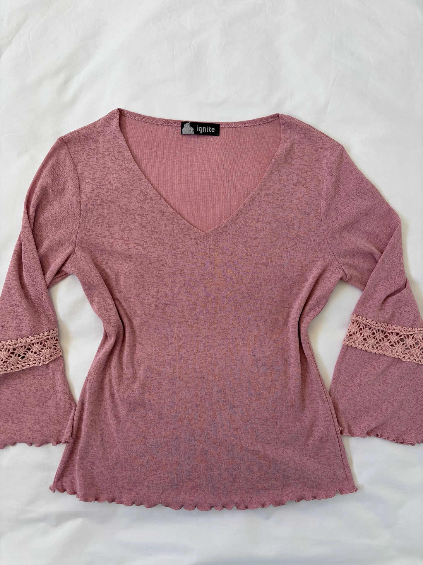 00’s Flared pink top | Size large