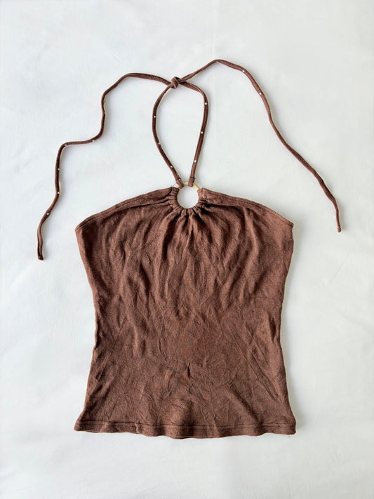 00’s Brown studded halter tank | Size 10