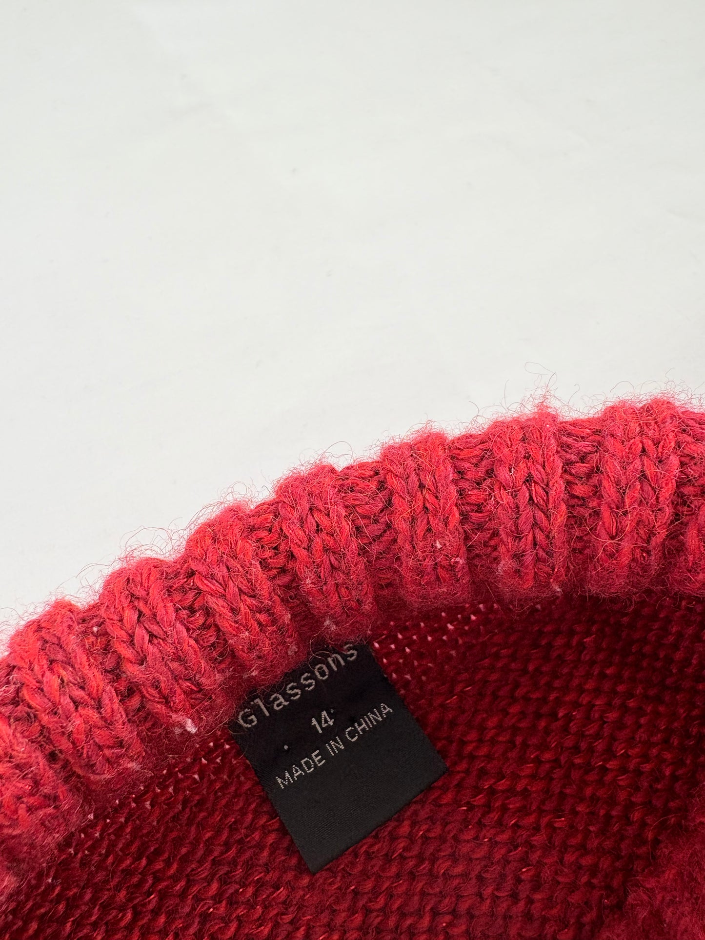 90’s Glassons lambswool red knit | Size 14