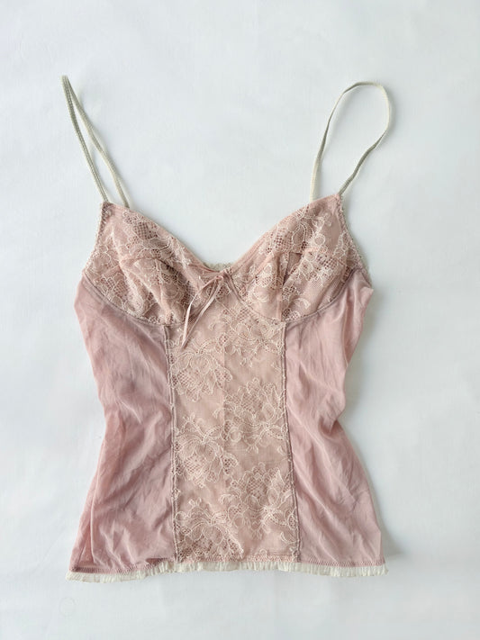 00’s Baby pink lace cami | Size 8-10