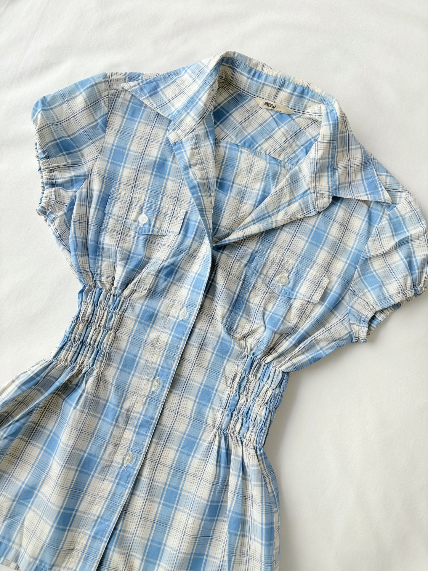 00’s Snow plaid cinched shirt | Size 10