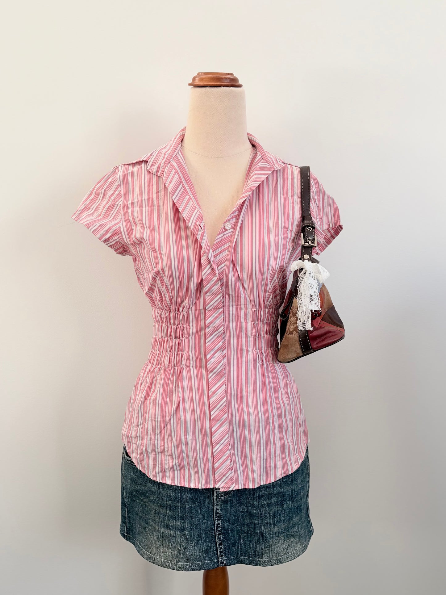 00’s AVV pink cinched shirt | Size 8